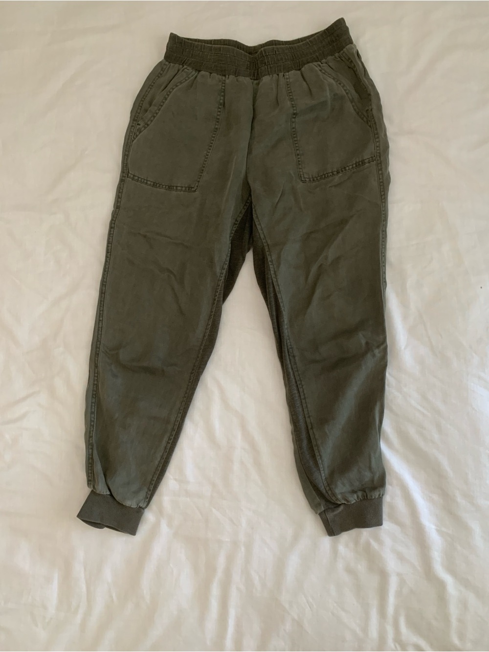 Splendid Lyocell Linen Blend Jogger Pants Olive Khaki Green Size S GUC